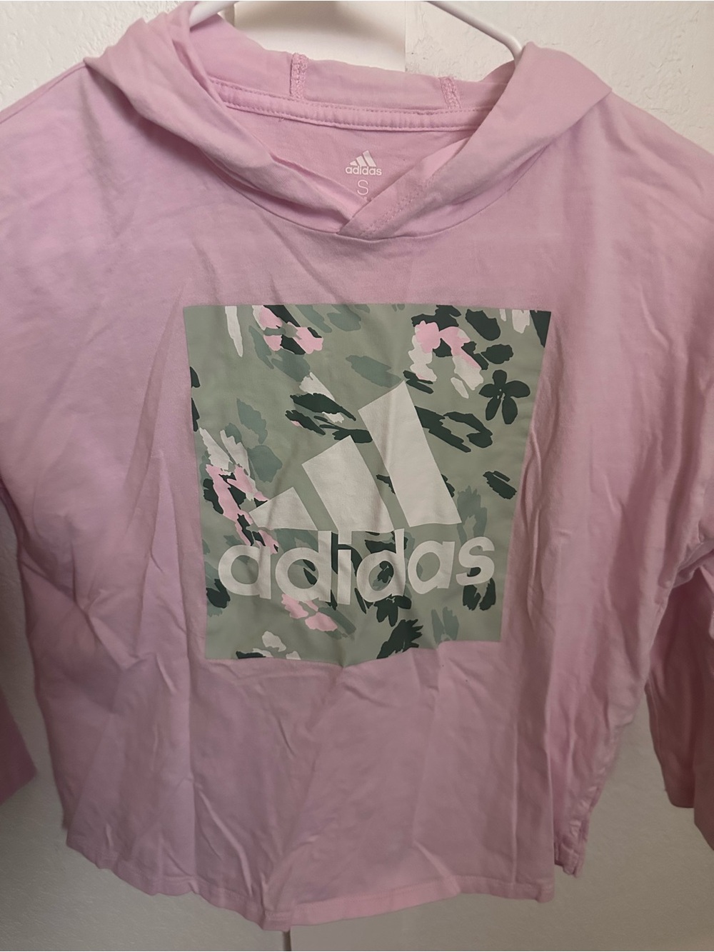 adidas Pink Hoodie with Green Camo Logo